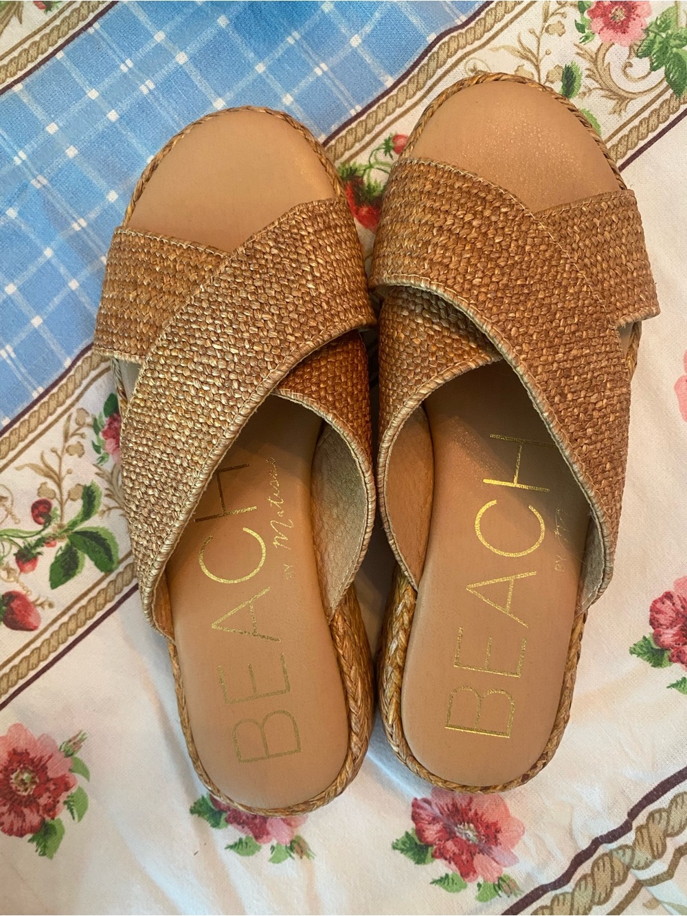 BEACH· by Beach Slip-On Woven Crisscross Sandals in Tan